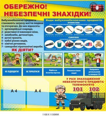 Плакат на баннере опасные находки 1100х1150 мм д-9756 д-9756 фото
