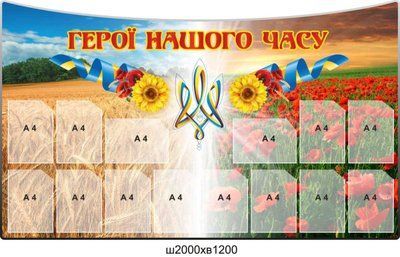 Стенд для патриотического воспитания "Герои нашего времени" (2000х1200 мм 14 карманов) д-9761 д-9761 фото