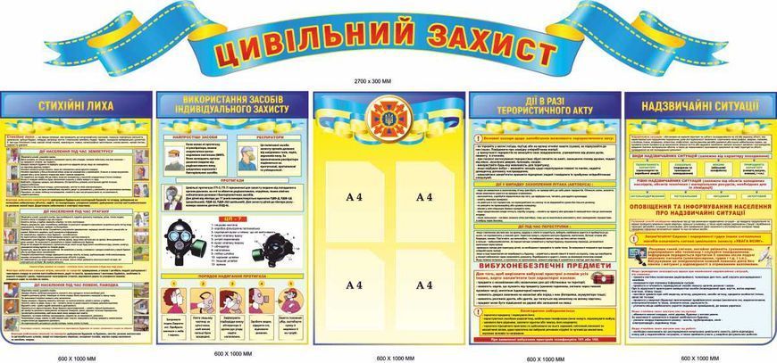 Набор стендов "Гражданская защита" (желто-голубые, 5 шт и заголовок) Д-7961 Д-7961 фото