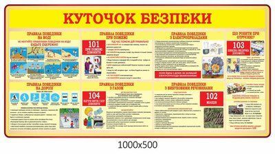 Стенд Уголок безопасности для школы (желтый) Д-3472 фото