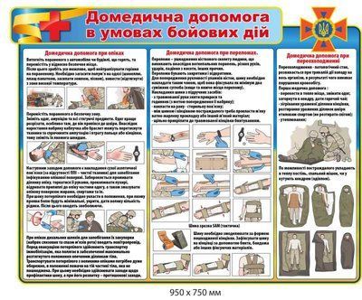 Стенд з ілюстраціями "Домедична допомога в умовах бойових дій" д-5287938 д-5287938 фото